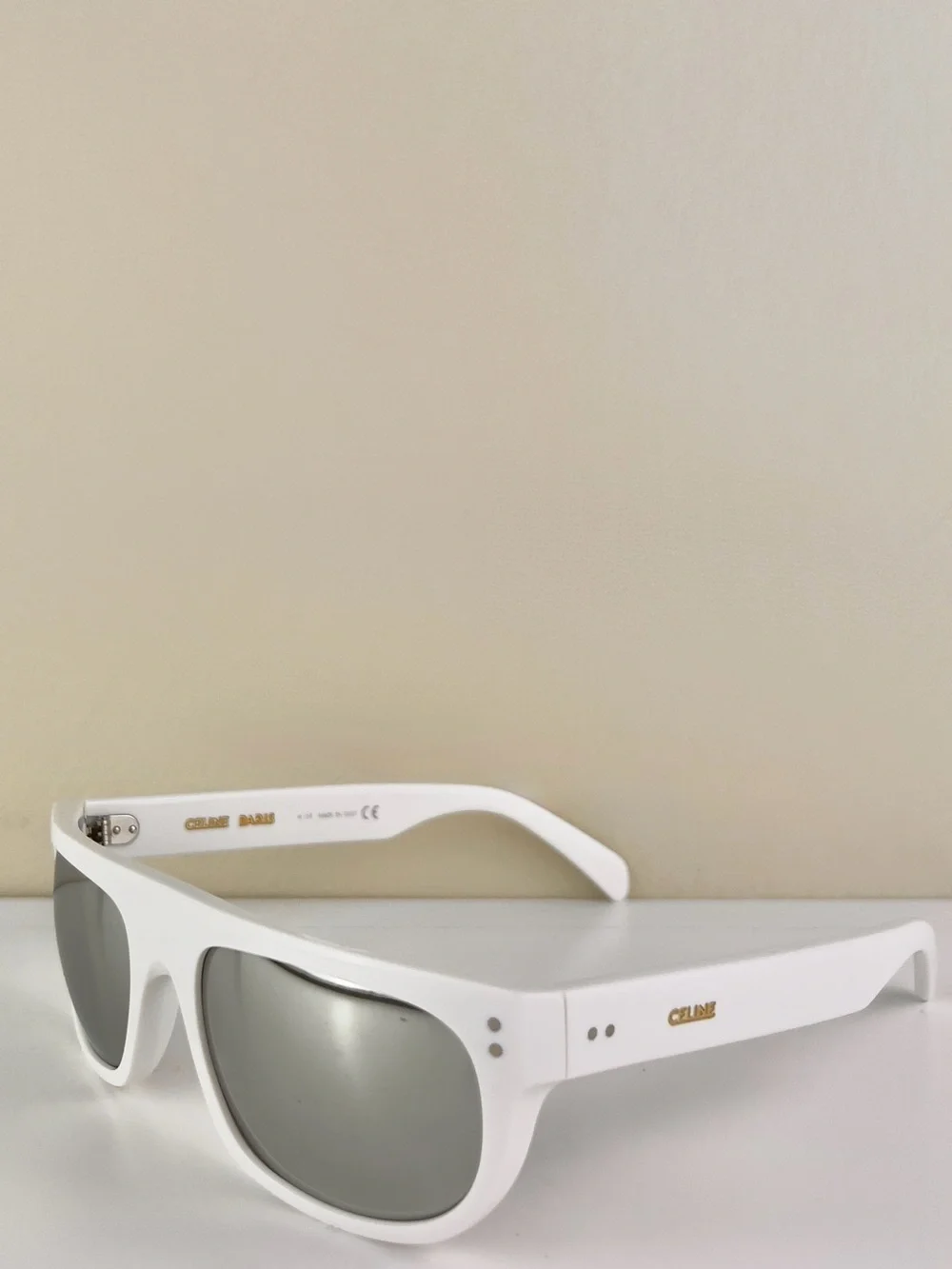 CELINE WHITE MIRRORED SUNGLASSES